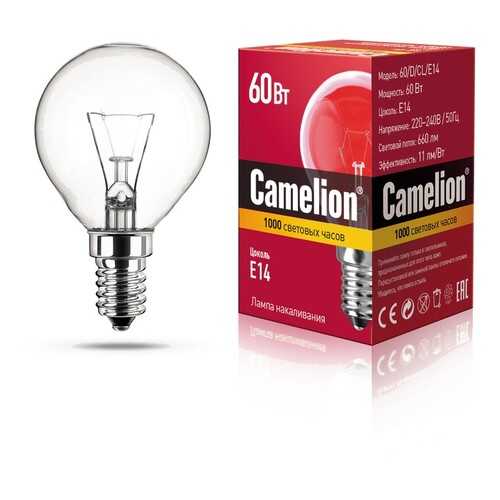 Лампа накаливания Camelion шар прозрачный 60 Вт. Е14 в Мосхозторг