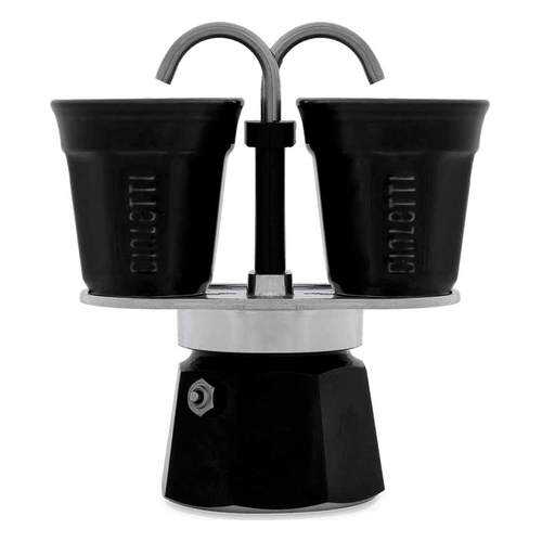 Набор Bialetti Bicchierini кофеварка мини экспресс на 2 порции и 2 чашки, цвет черный в Мосхозторг